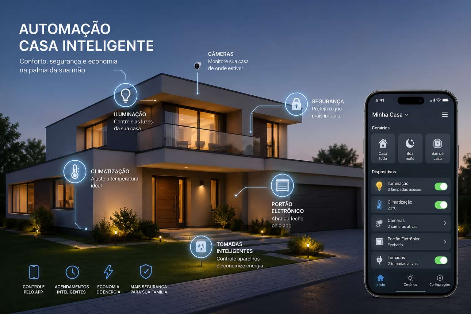 Segurança residencial com automação de casa inteligente